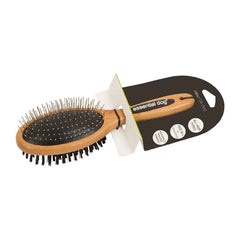 Eco-friendly bamboo two-sided dog brush.