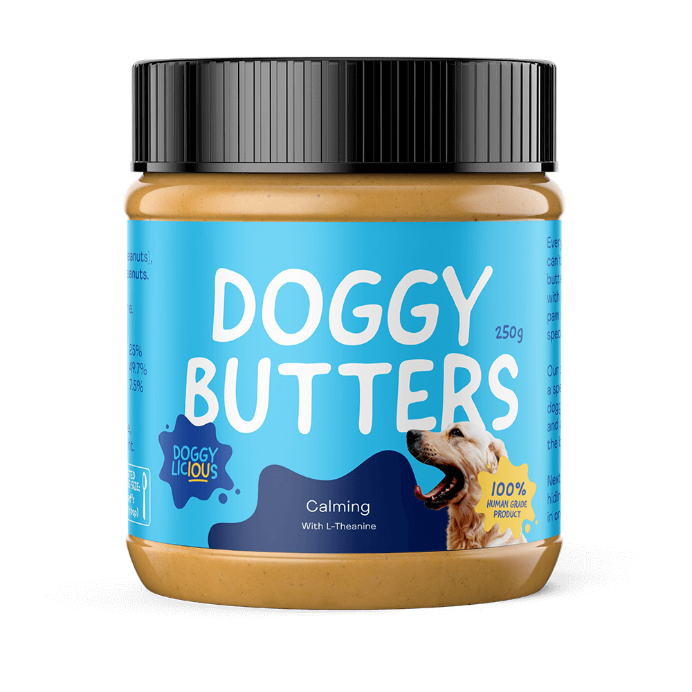 Calming peanut butter treats with L-Theanine for dogs.