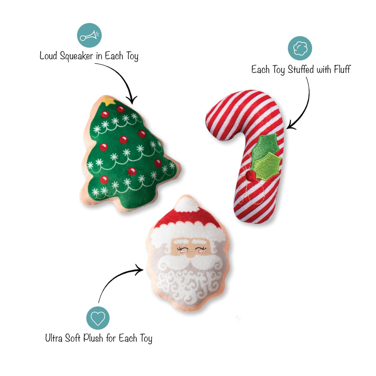 Christmas Dog Toy 🎅 Santa Trio for Pets | Holiday Fun