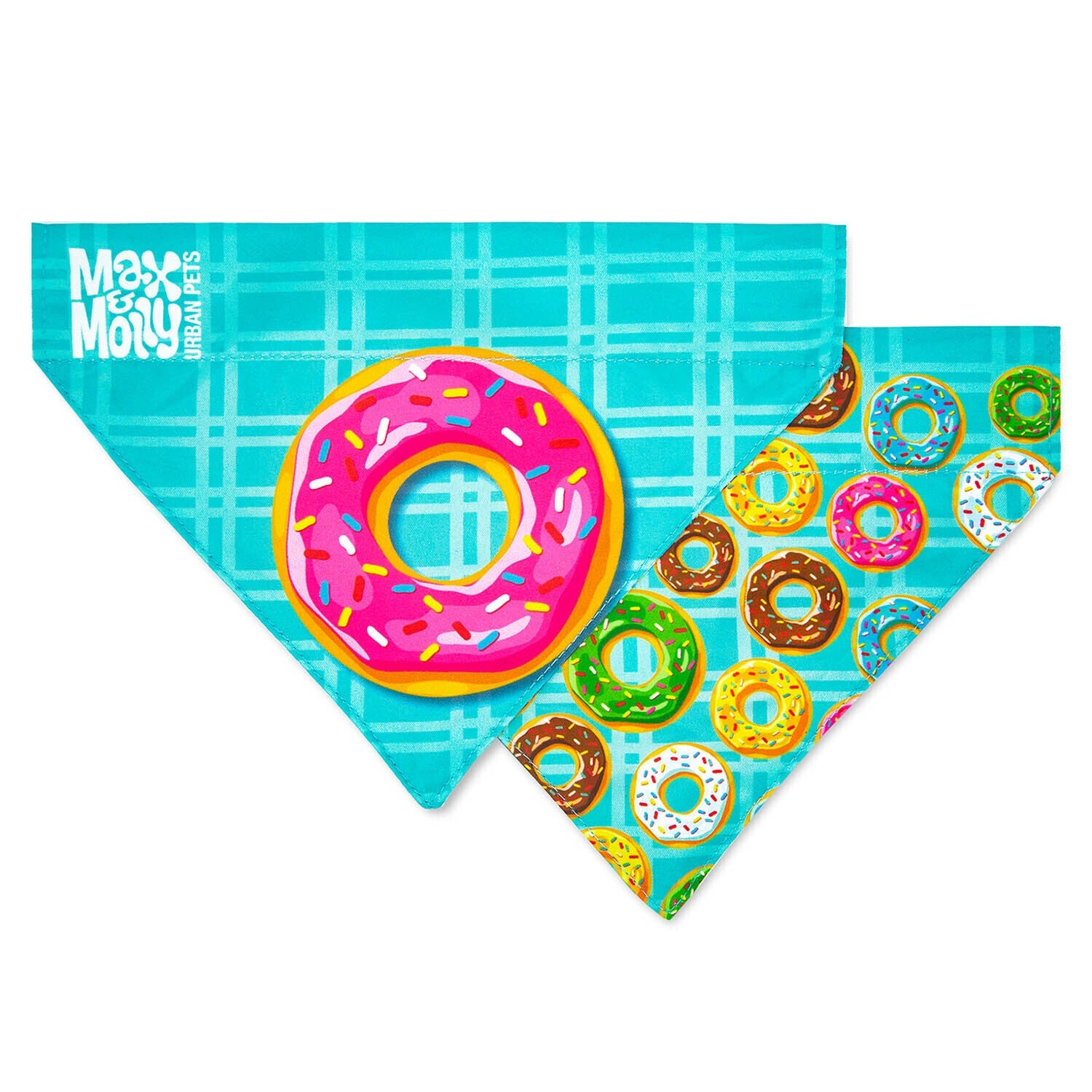 Donut dog bandana in small and large sizes.