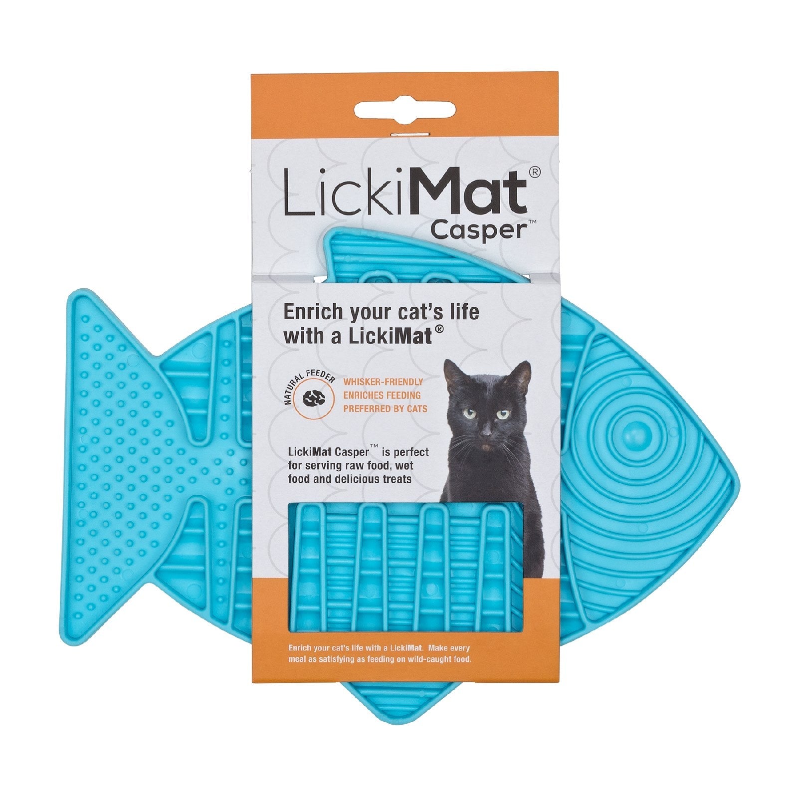 Fish-shaped LickiMat Buddy for slow feeding and playtime.