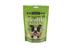 Healthy apple pie and cinnamon dog snacks in packaging.