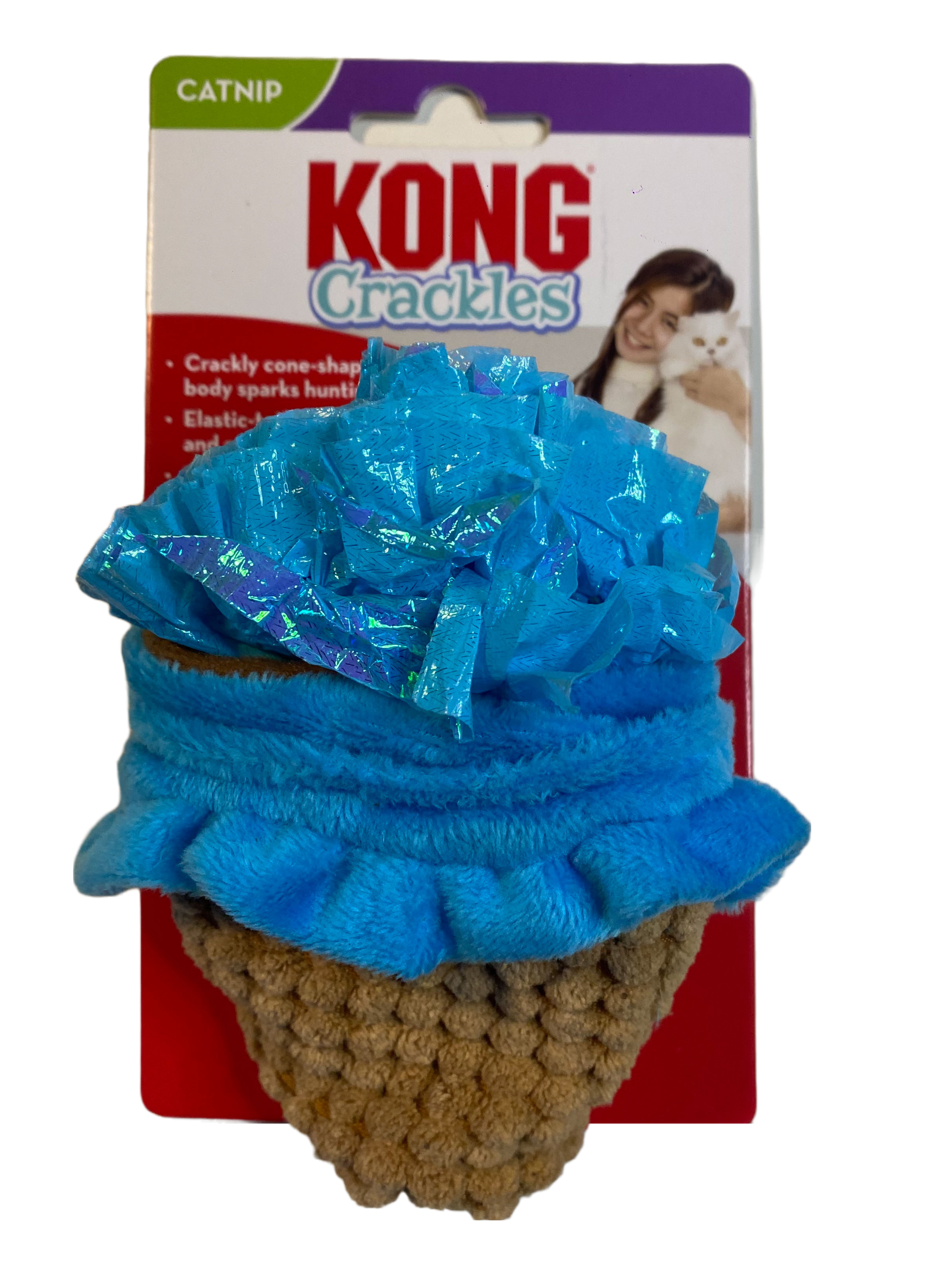 KONG Cracklez Interactive Cat Toy - Fun cat treat dispenser with crinkle sounds and premium catnip.