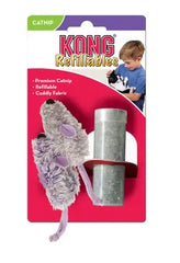 KONG Refillables Cat Toys with Catnip - Purple and Frosty Grey Mice