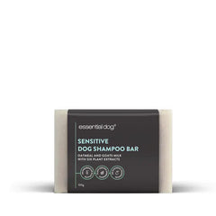 Sensitive dog shampoo bar with oatmeal and plant extracts.