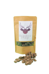 Reindeer poop carob treats for dogs in the gift box.