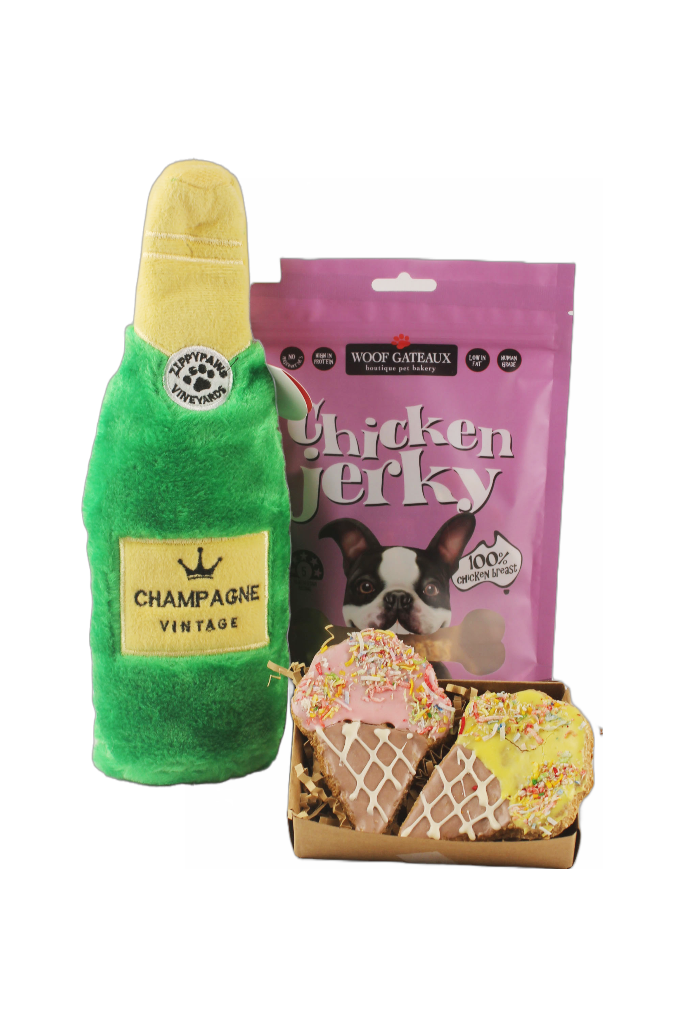 Zippy Paws Happy Hour Champagne Bottle Dog Toy.